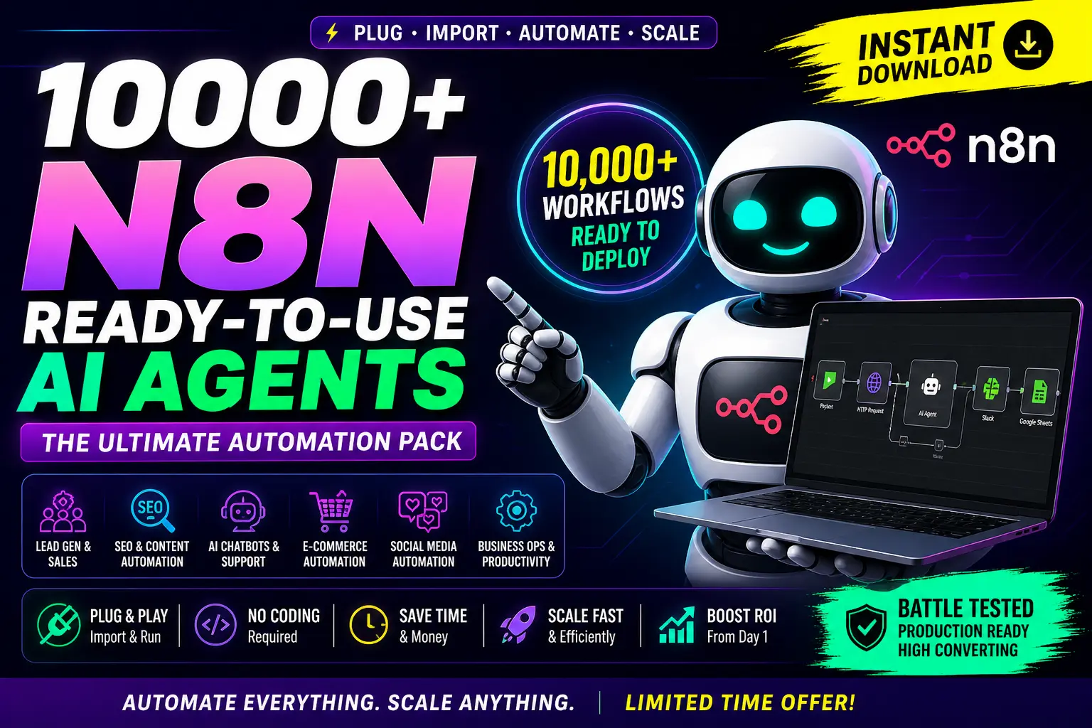 10000+ N8N Ready to Use AI Agents Plug & Play Automation Pack